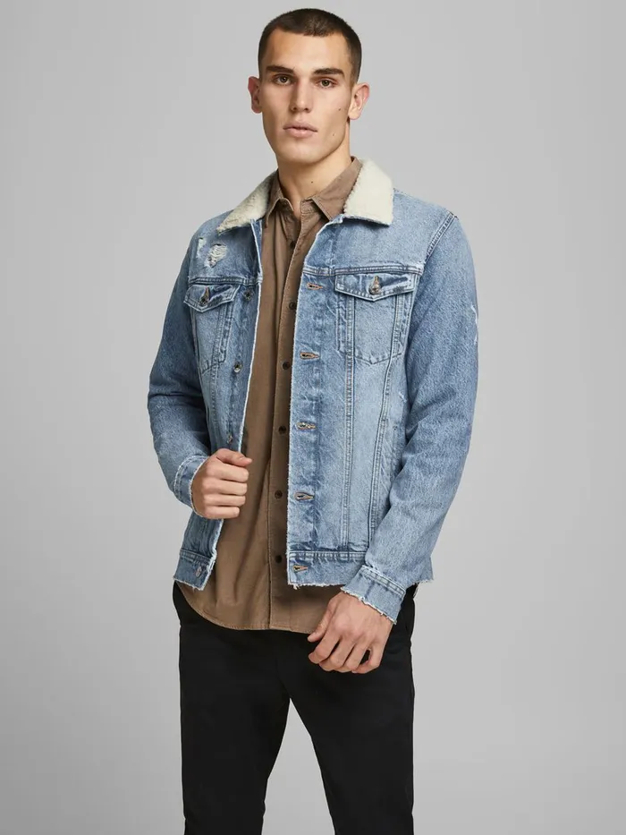 Denim Jackets JACK and JONES Mens JEAN NA 141 DENIM JACKET Blue Blue Denim