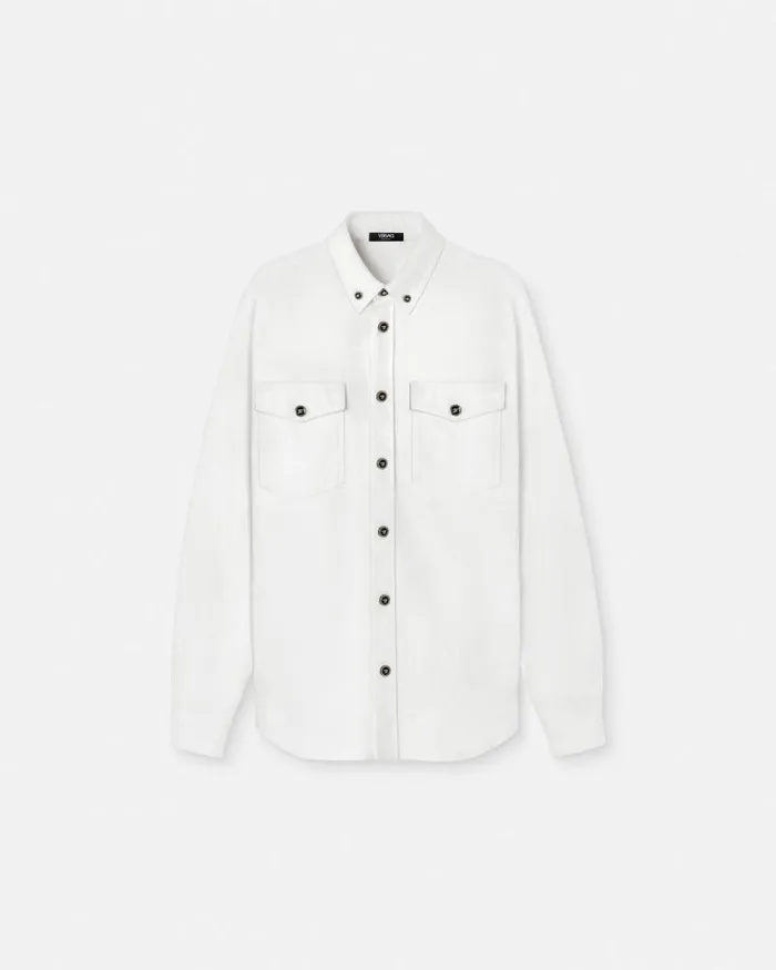 Denim Overshirt White Men Versace Shirts