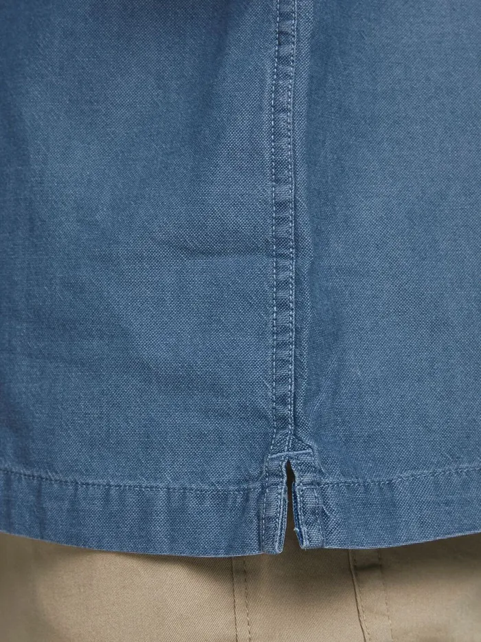 Denim Shirts JACK and JONES Mens DENIM RESORT SHORT SLEEVED SHIRT Blue Denim Blue For Sale