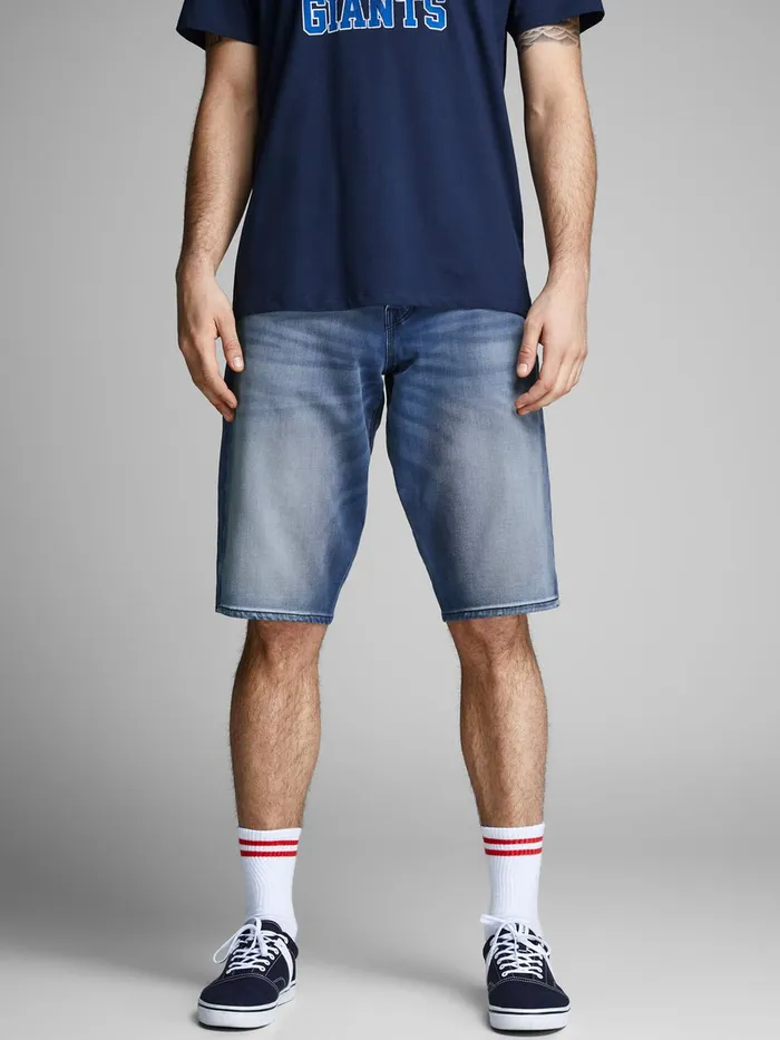 Denim Shorts JACK and JONES Mens INDIGO KNIT LONG DENIM SHORTS Blue Blue Denim On Sale Denim Shorts JACK and JONES Mens INDIGO KNIT LONG DENIM SHORTS Blue Blue Denim On Sale