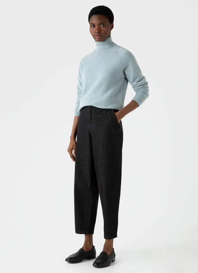Denim Tapered Trouser Black Denim Wash Women SUNSPEL Pants