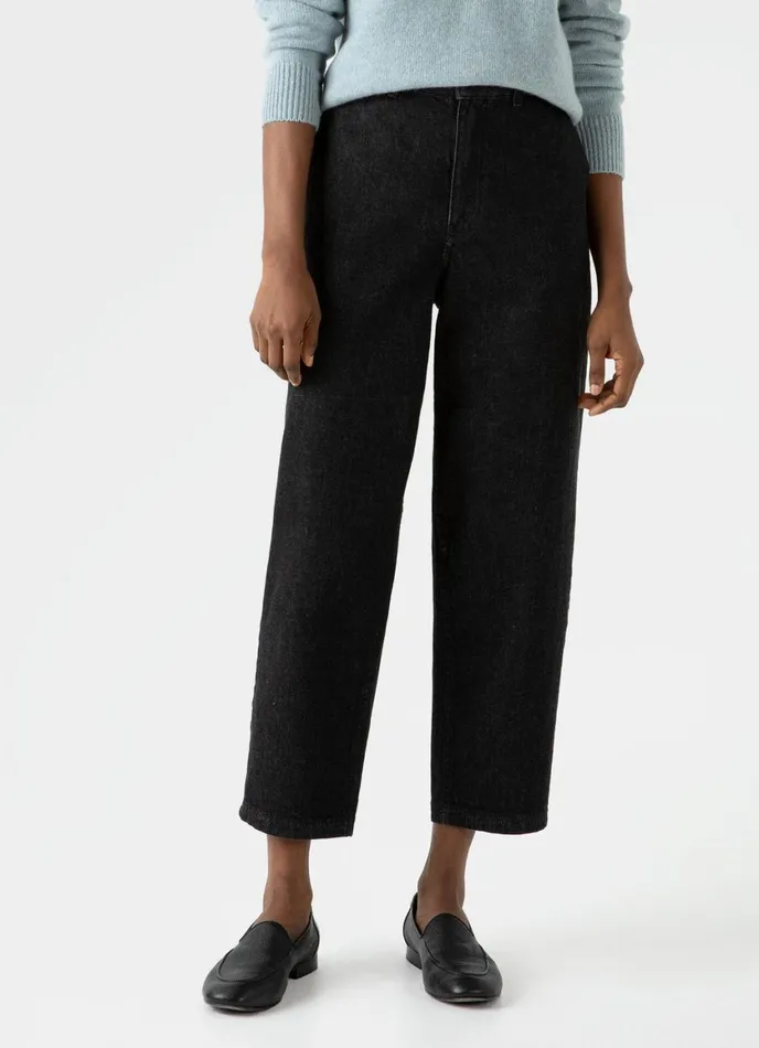 Denim Tapered Trouser Black Denim Wash Women SUNSPEL Pants