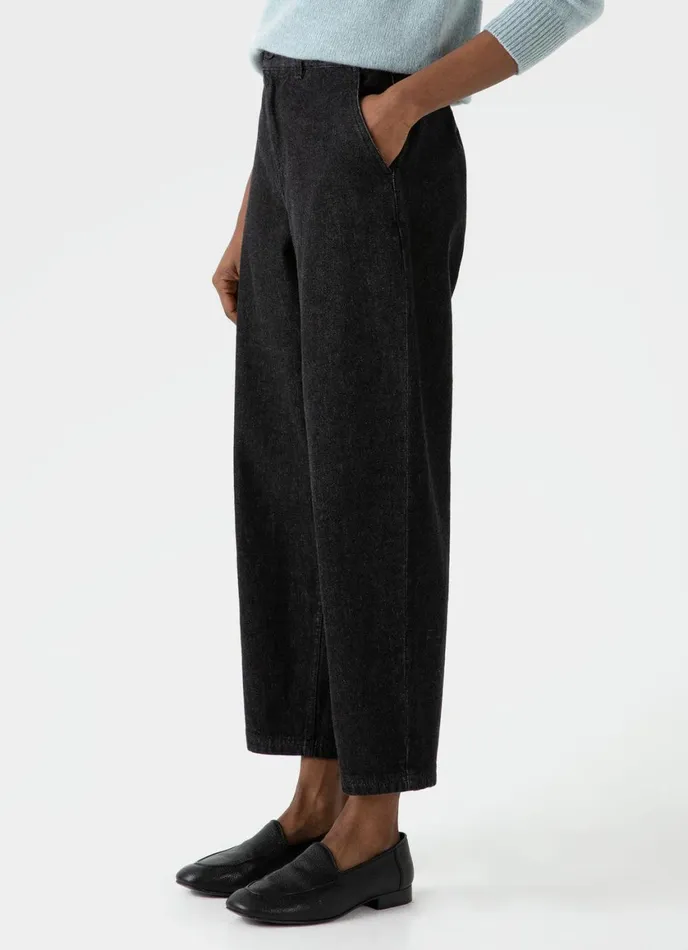 Denim Tapered Trouser Black Denim Wash Women SUNSPEL Pants