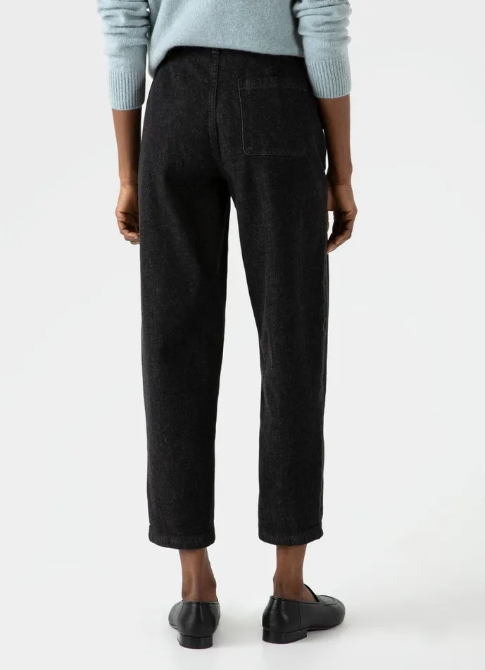 Denim Tapered Trouser Black Denim Wash Women SUNSPEL Pants