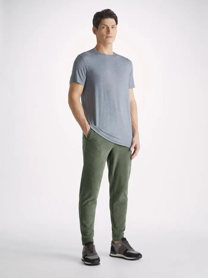 Derek Rose Casual Pants Men Sweatpants Isaac Terry Cotton Soft Green