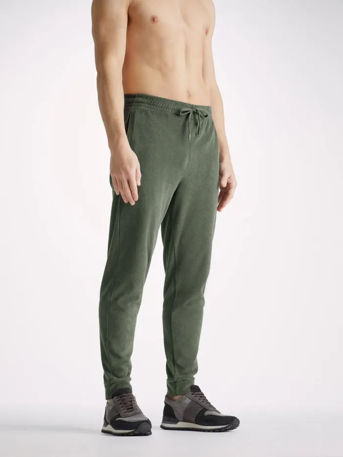 Derek Rose Casual Pants Men Sweatpants Isaac Terry Cotton Soft Green