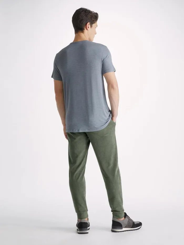 Derek Rose Casual Pants Men Sweatpants Isaac Terry Cotton Soft Green