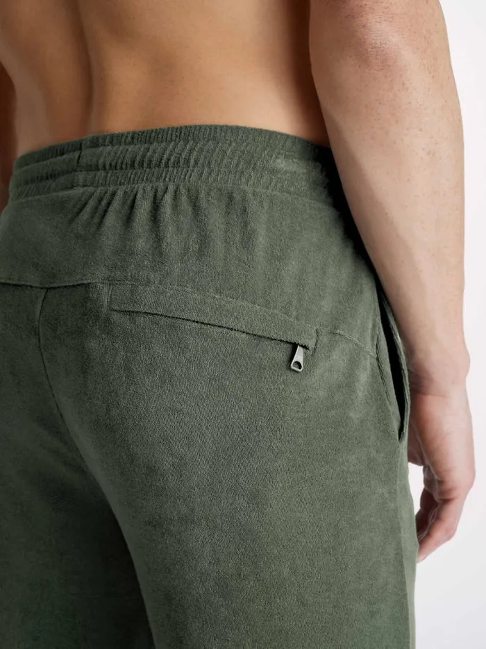 Derek Rose Casual Pants Men Sweatpants Isaac Terry Cotton Soft Green