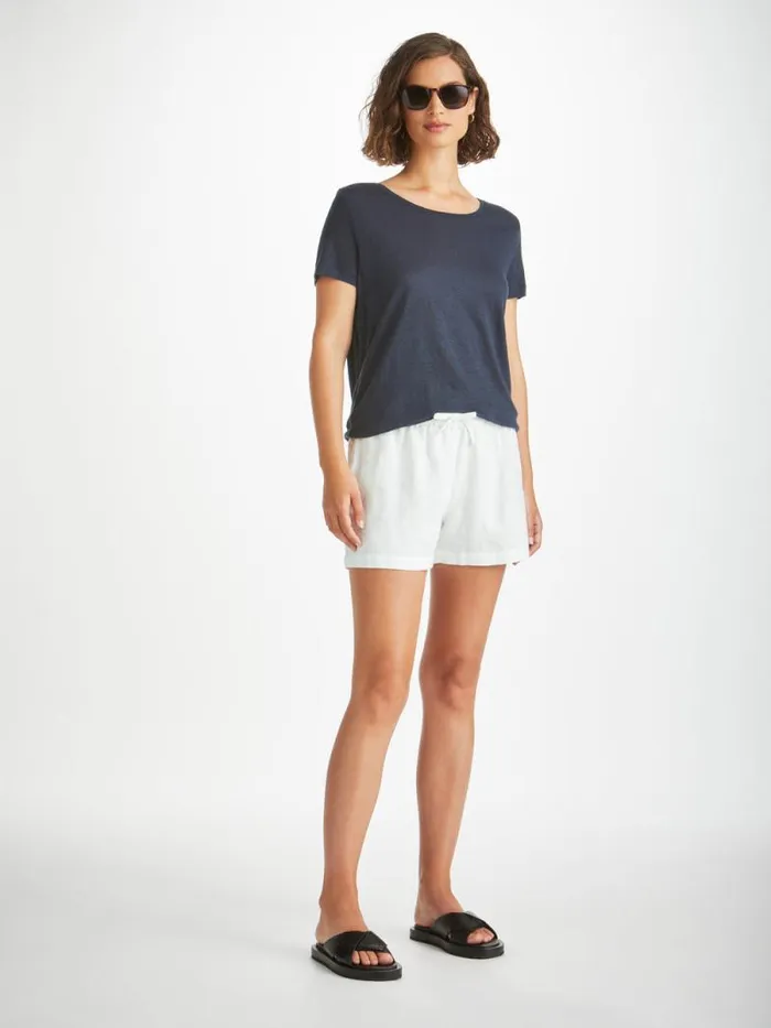 Derek Rose Casual Shorts Women Shorts Vienna Linen White