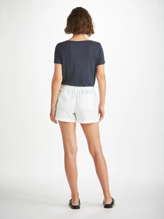 Derek Rose Casual Shorts Women Shorts Vienna Linen White