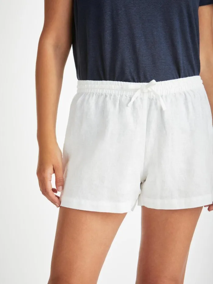 Derek Rose Casual Shorts Women Shorts Vienna Linen White