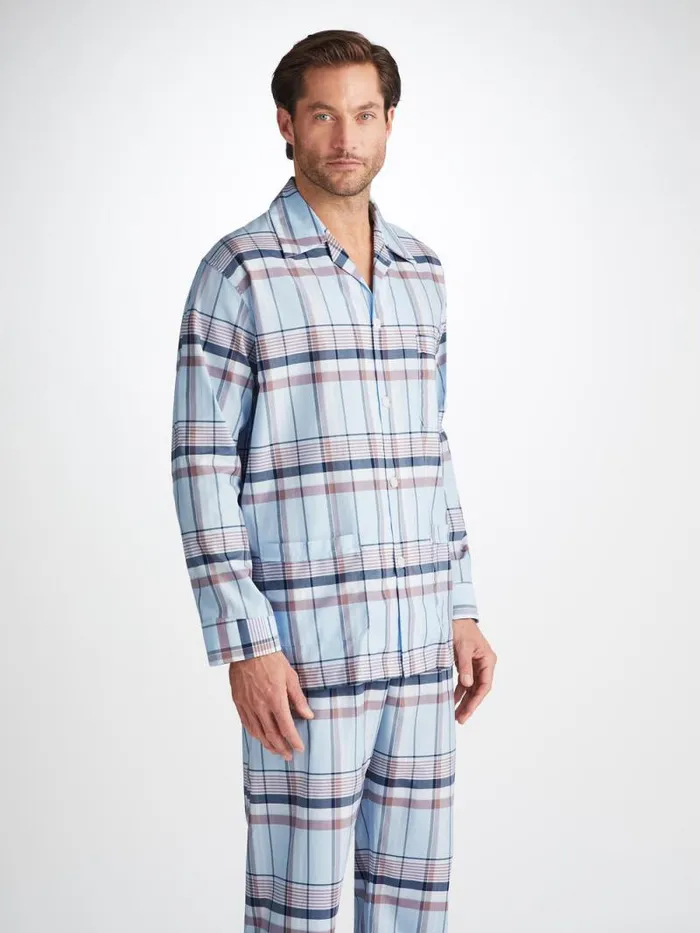 Derek Rose Classic Fit Pajamas Men Classic Fit Pajamas Barker 38 Cotton Blue