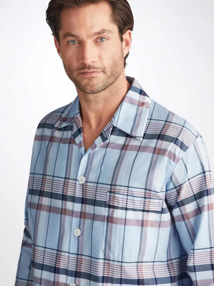 Derek Rose Classic Fit Pajamas Men Classic Fit Pajamas Barker 38 Cotton Blue