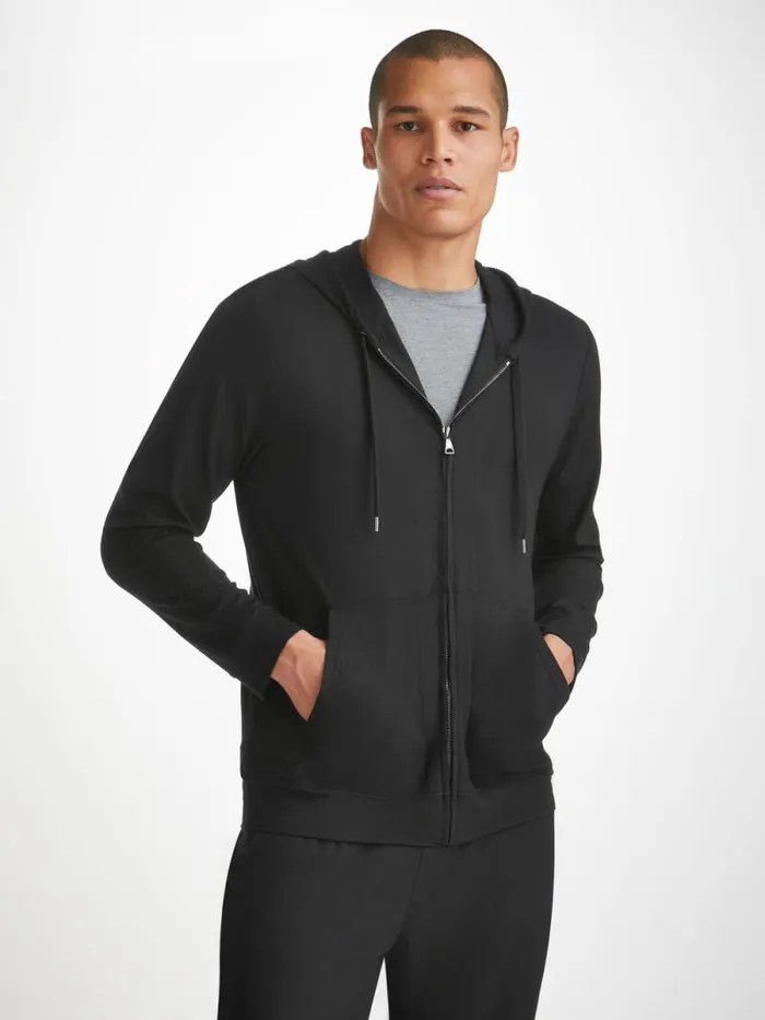 Derek Rose Hooded Tops Men Hoodie Basel Micro Modal Stretch Black