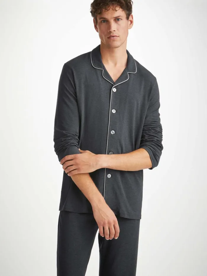 Derek Rose Long Pajamas Men Modern Fit Pajamas Marlowe Micro Modal Stretch Anthracite Derek Rose Long Pajamas Men Modern Fit Pajamas Marlowe Micro Modal Stretch Anthracite