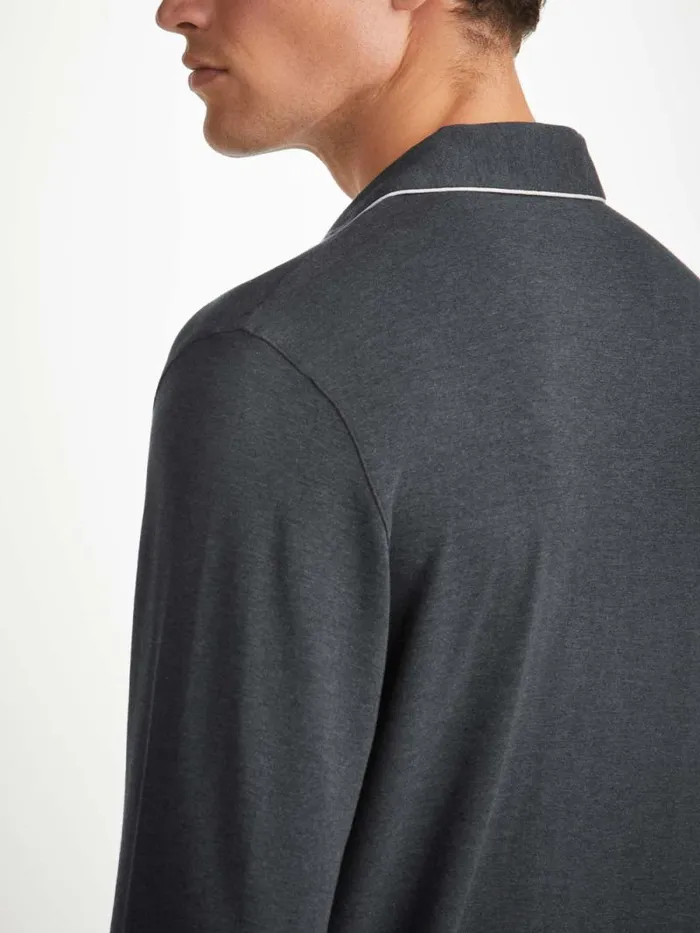 Derek Rose Long Pajamas Men Modern Fit Pajamas Marlowe Micro Modal Stretch Anthracite