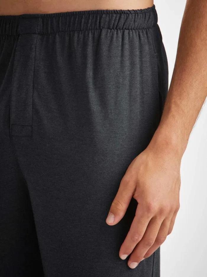 Derek Rose Long Pajamas Men Modern Fit Pajamas Marlowe Micro Modal Stretch Anthracite