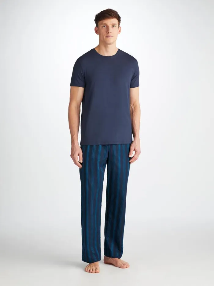 Derek Rose Lounge Pants Men Lounge Pants Royal 222 Cotton Navy
