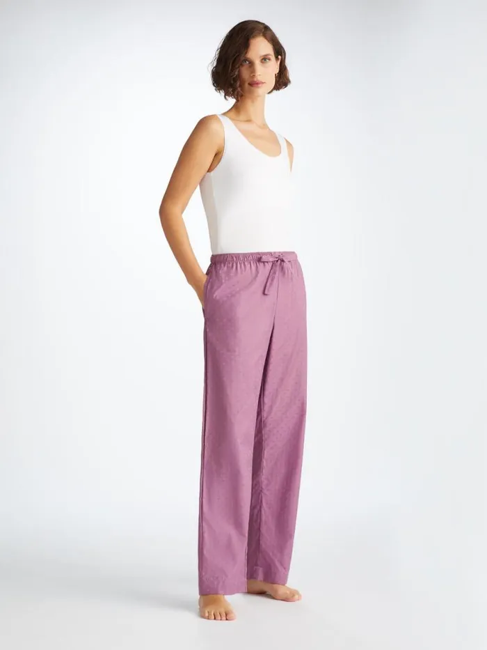 Derek Rose Lounge Pants Women Lounge Pants Kate 10 Cotton Jacquard Purple