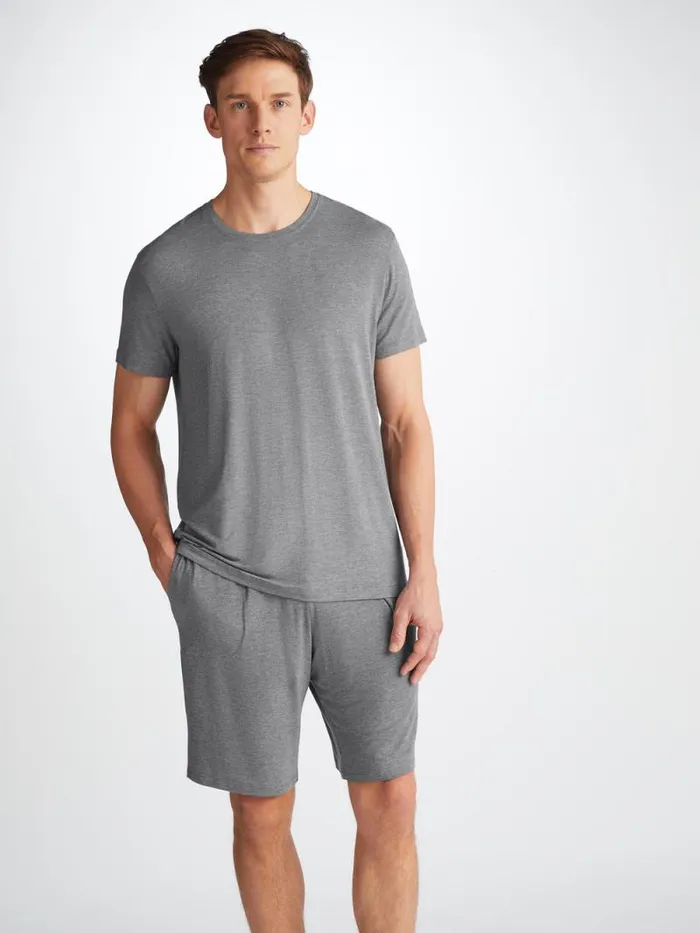 Derek Rose Lounge Shorts Men Lounge Shorts Marlowe Micro Modal Stretch Charcoal