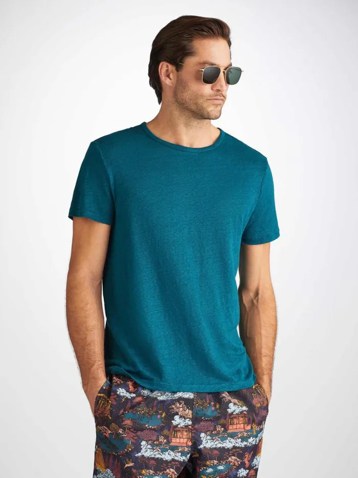 Derek Rose Short Sleeve TShirts Men TShirt Jordan Linen Teal