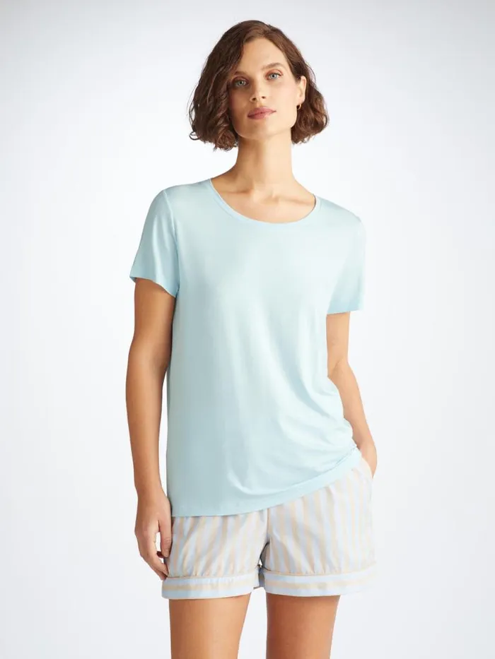 Derek Rose Short Sleeve TShirts Women TShirt Lara Micro Modal Stretch Ice Blue Derek Rose Short Sleeve TShirts Women TShirt Lara Micro Modal Stretch Ice Blue