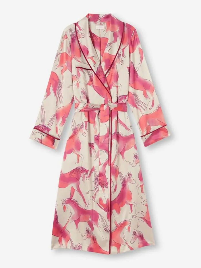Derek Rose Silk Robes Women Long Robe Brindisi 96 Silk Satin Cream