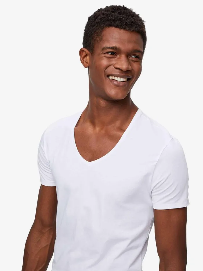 Derek Rose Underwear TShirts Men Underwear VNeck TShirt Jack Pima Cotton Stretch White Derek Rose Underwear TShirts Men Underwear VNeck TShirt Jack Pima Cotton Stretch White