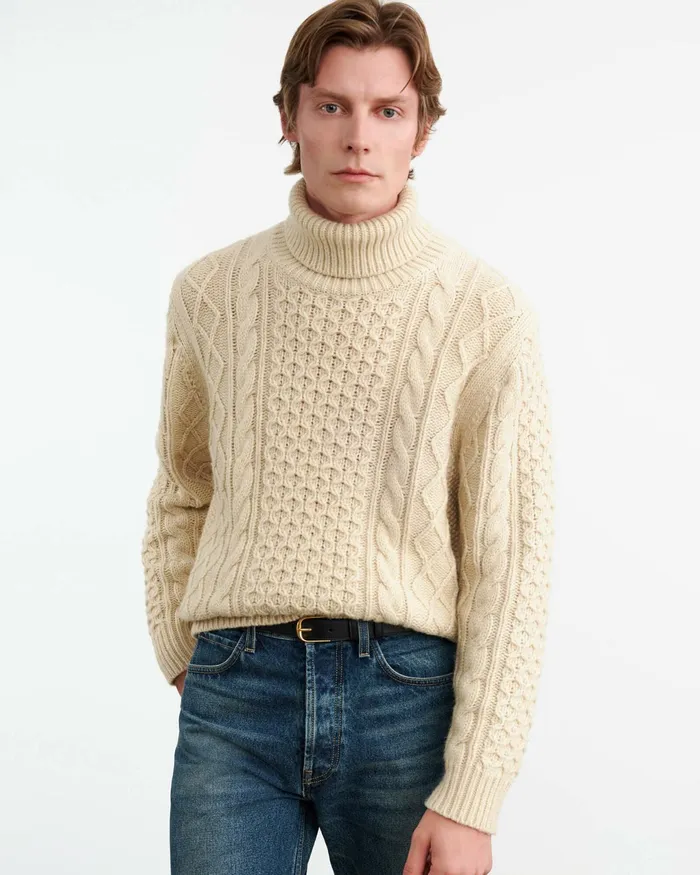 DEWEY TURTLENECK SWEATER Wheat Men Nili Lotan Sweaters