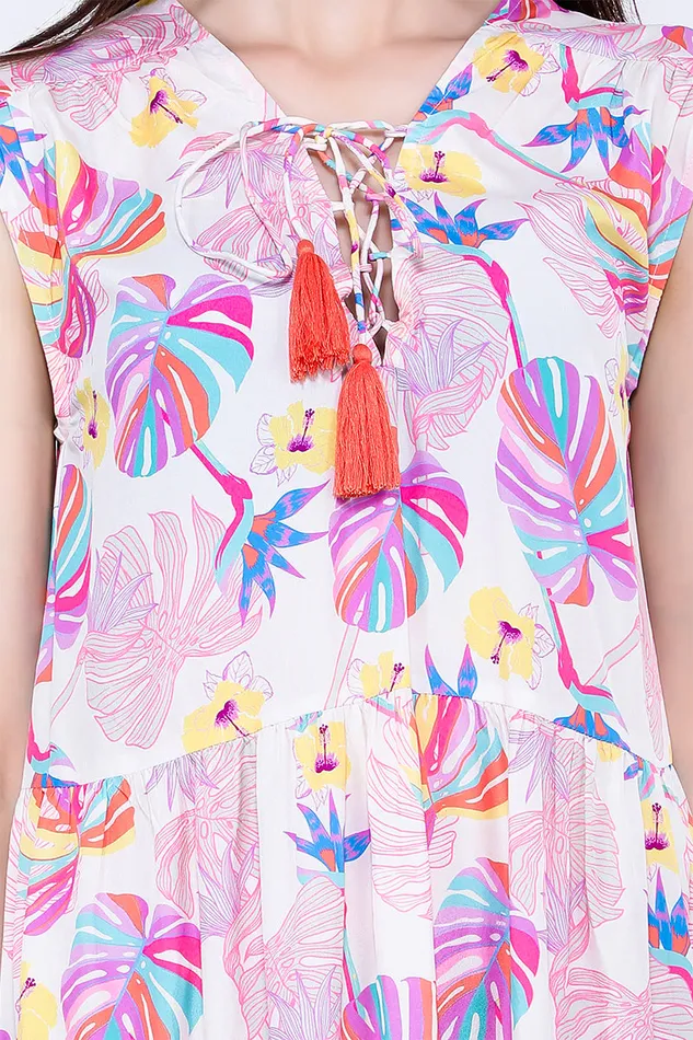 Dresses America and Beyond Women Palm Florals Tiered Maxi Dress Dresses America and Beyond Women Palm Florals Tiered Maxi Dress