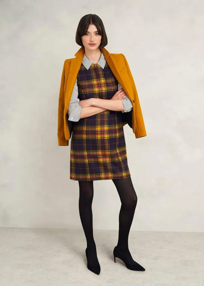 Dresses and Jumpsuits Women HOBBS Margot Wool Dress Navy Ochre