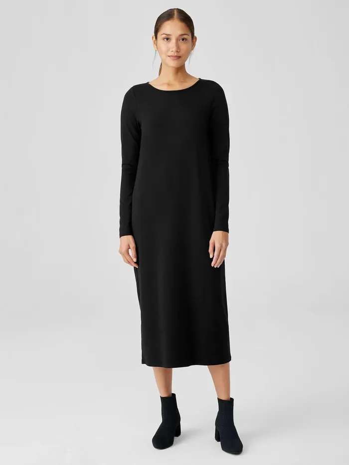 Dresses and Skirts Women Eileen Fisher Stretch Jersey Knit Jewel Knit Dress Black Dresses and Skirts Women Eileen Fisher Stretch Jersey Knit Jewel Knit Dress Black