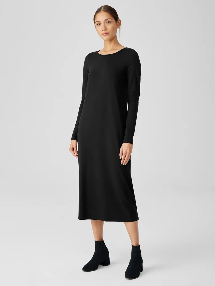 Dresses and Skirts Women Eileen Fisher Stretch Jersey Knit Jewel Knit Dress Black
