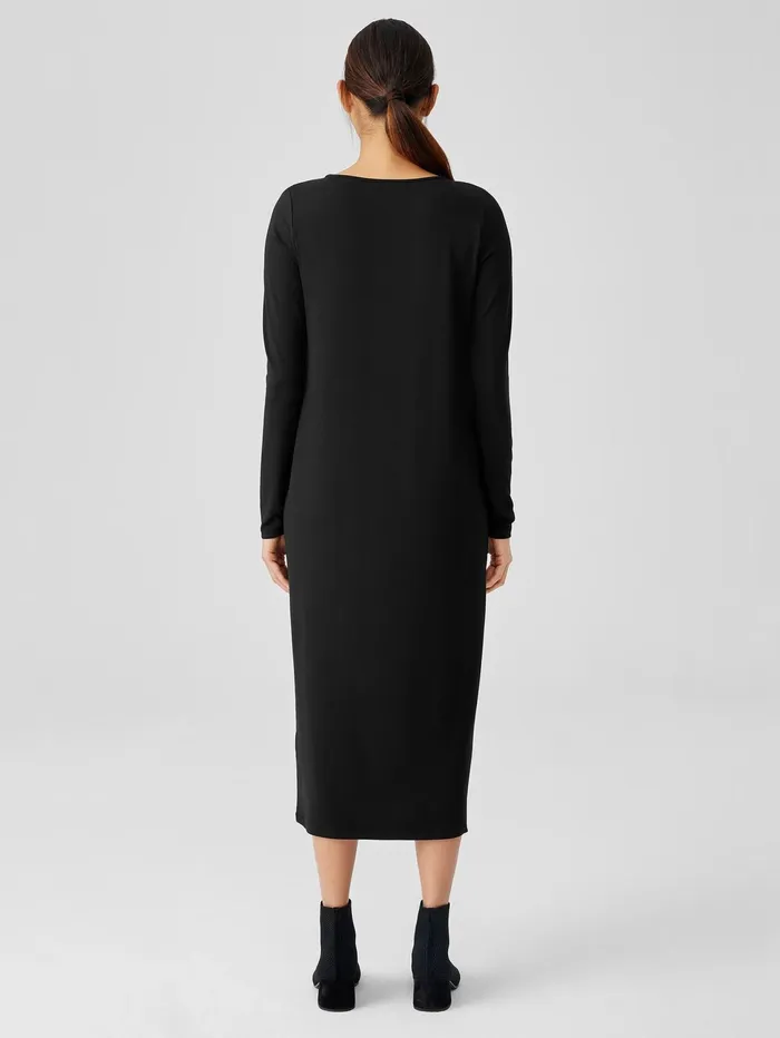 Dresses and Skirts Women Eileen Fisher Stretch Jersey Knit Jewel Knit Dress Black
