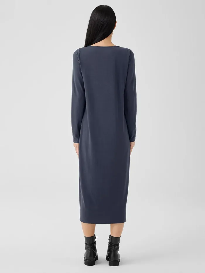 Dresses and Skirts Women Eileen Fisher Stretch Jersey Knit Jewel Neck Dress Ocean