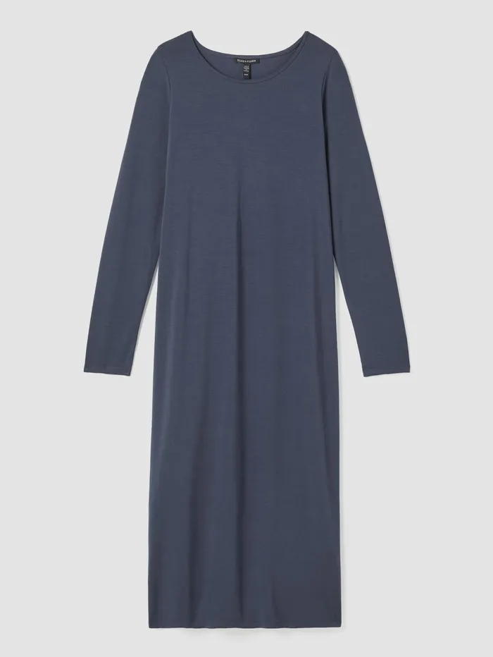 Dresses and Skirts Women Eileen Fisher Stretch Jersey Knit Jewel Neck Dress Ocean