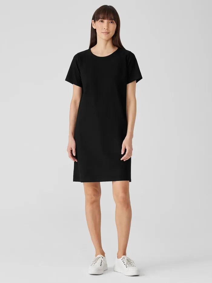 Dresses and Skirts Women Eileen Fisher Washable Stretch Crepe Jewel Neck Dress Black Dresses and Skirts Women Eileen Fisher Washable Stretch Crepe Jewel Neck Dress Black