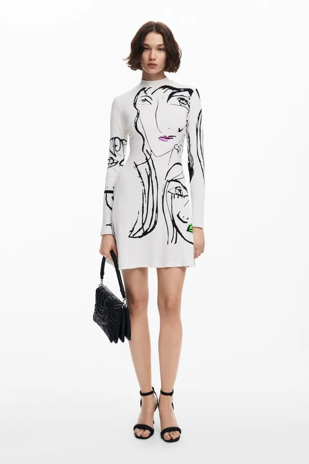 Dresses And Jumpsuits Women Desigual Face Print Dress White
