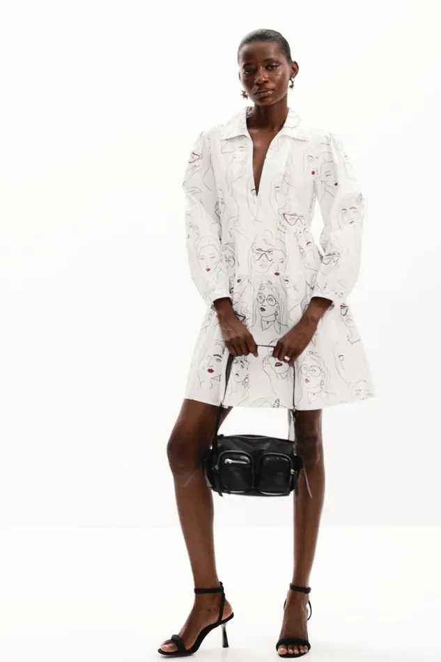 Dresses And Jumpsuits Women Desigual Faces Dress White