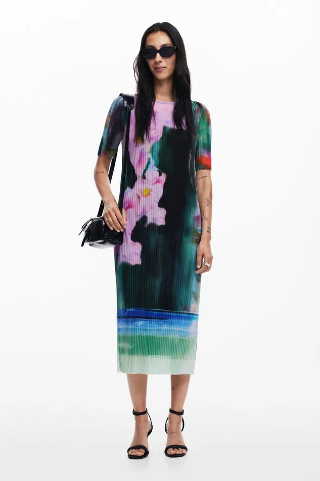 Dresses And Jumpsuits Women Desigual Floral Midi Dress Materialfinishes