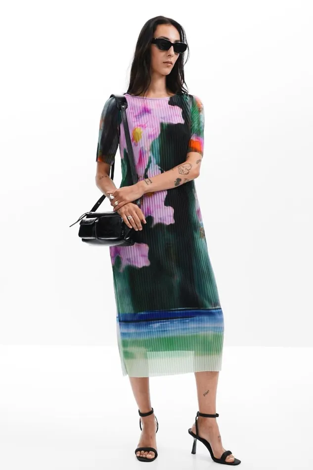 Dresses And Jumpsuits Women Desigual Floral Midi Dress Materialfinishes