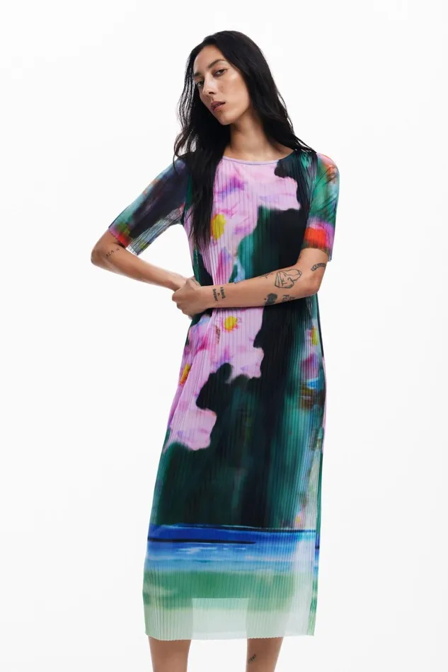 Dresses And Jumpsuits Women Desigual Floral Midi Dress Materialfinishes
