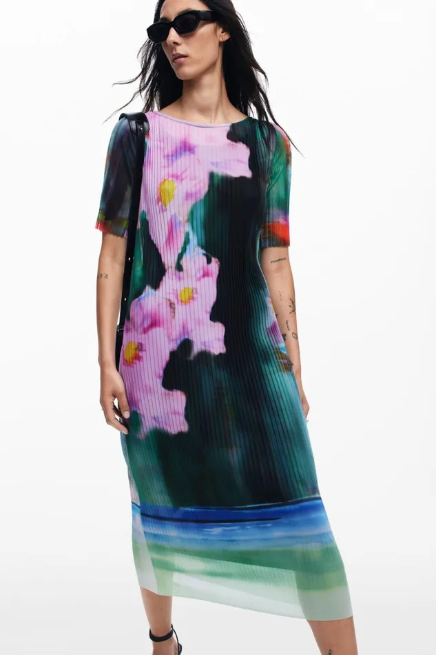 Dresses And Jumpsuits Women Desigual Floral Midi Dress Materialfinishes