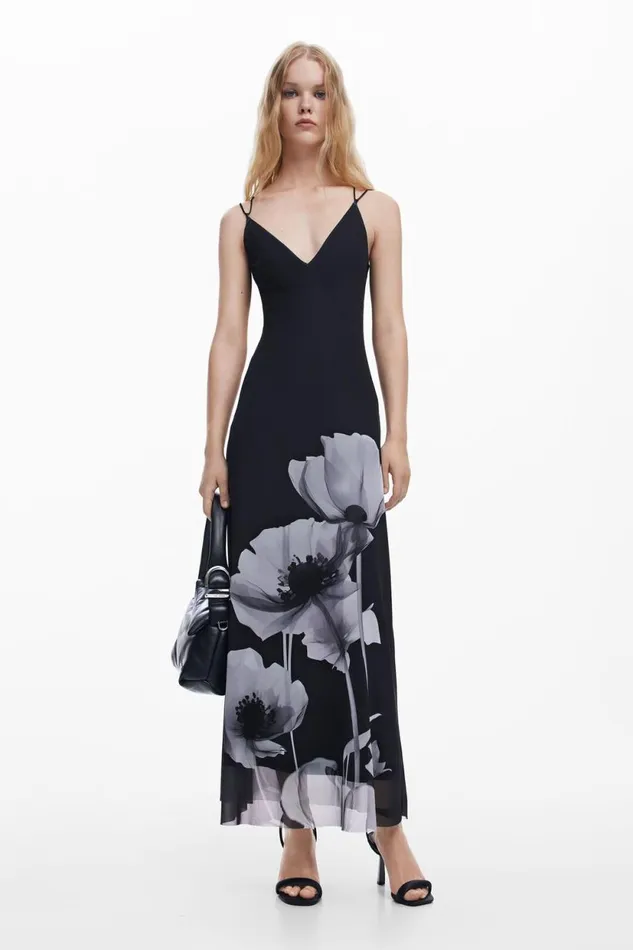 Dresses And Jumpsuits Women Desigual Long Poppy Dress Black