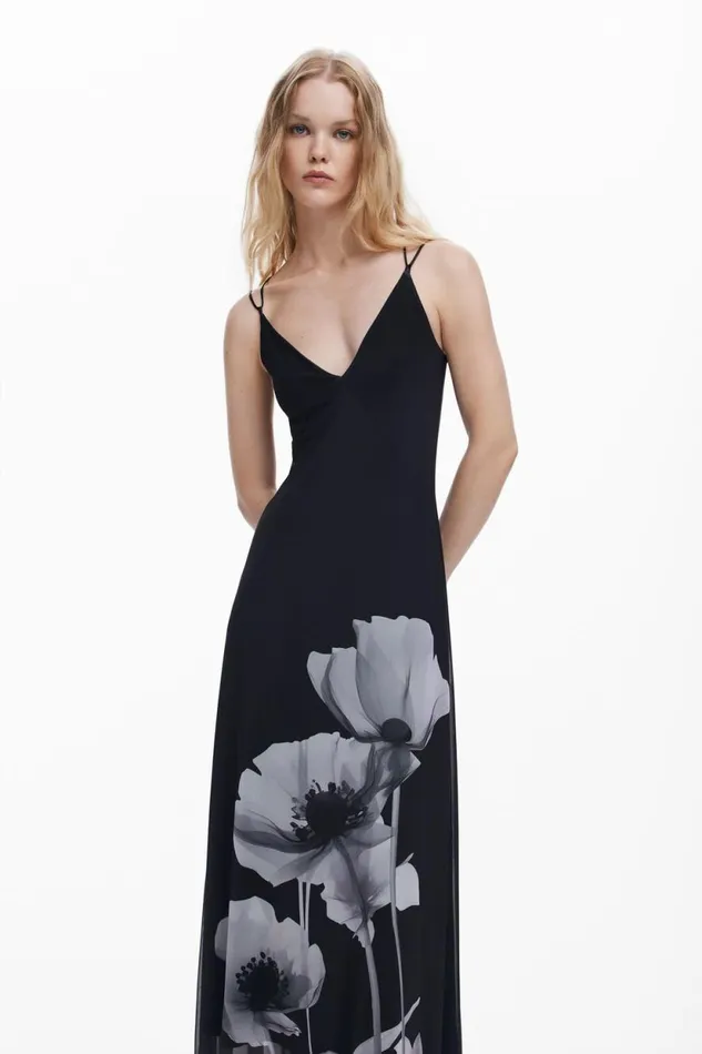 Dresses And Jumpsuits Women Desigual Long Poppy Dress Black
