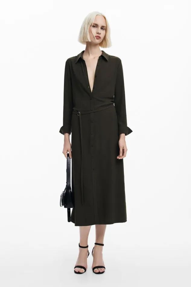 Dresses And Jumpsuits Women Desigual Long Shirt Dress Green