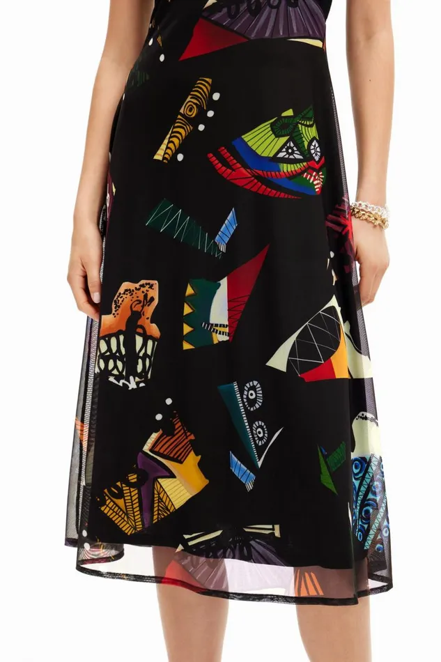 Dresses And Jumpsuits Women Desigual M Christian Lacroix Combination Midi Dress Black