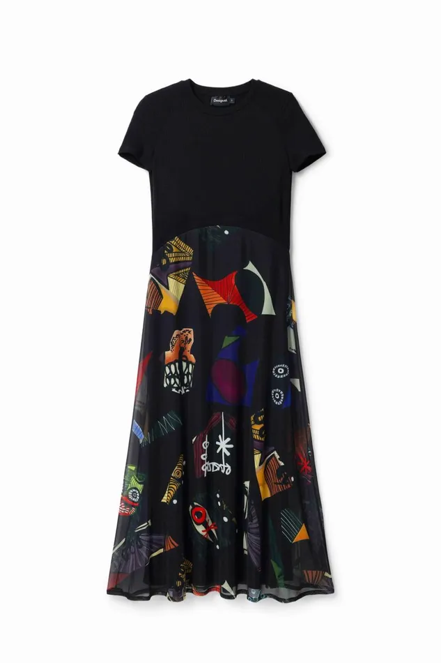 Dresses And Jumpsuits Women Desigual M Christian Lacroix Combination Midi Dress Black