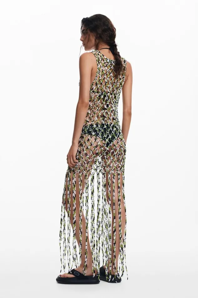 Dresses And Jumpsuits Women Desigual Mesh Dress With Net Effect Green