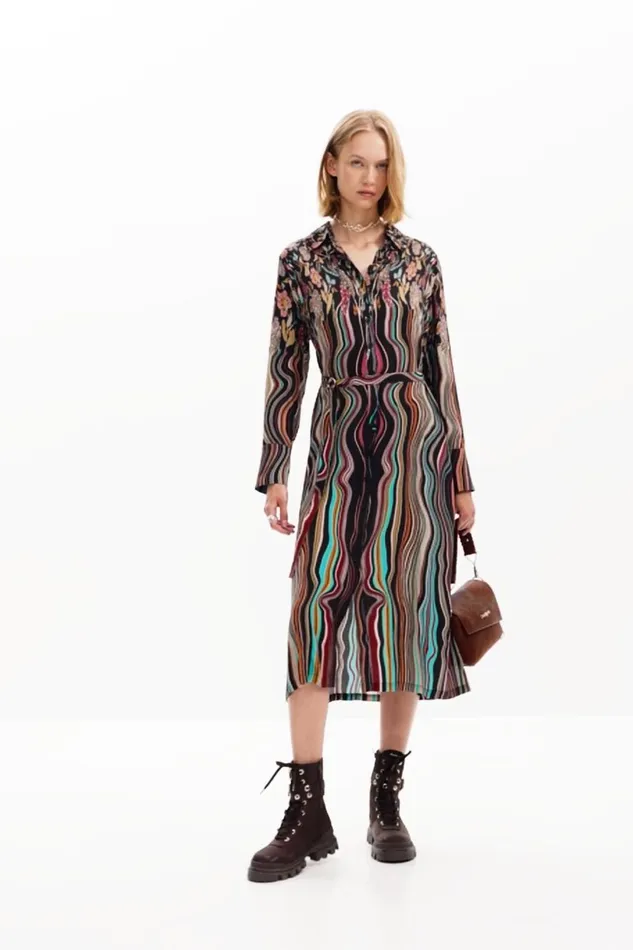 Dresses And Jumpsuits Women Desigual Midi Shirt Dress Materialfinishes